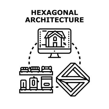 Hexagonal architecture concept managing software development project イラスト素材