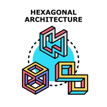 Hexagonal architecture concept representing software design principles 库存插图