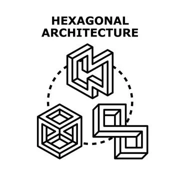 Hexagonal architecture concept representing software design principles Stock Illustration