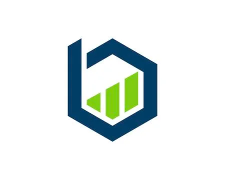 Hexagonal B letter initial with financial bar inside Stock Illustration