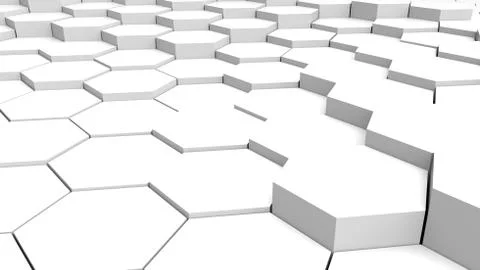 Hexagonal background with white shape. 3d illustration 库存插图