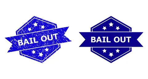 Hexagonal BAIL OUT Watermark with Corroded Style and Clean Variant Stock Illustration