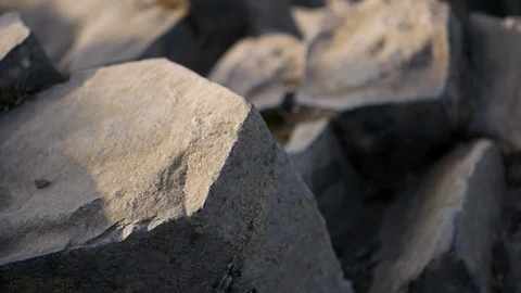 Hexagonal basalt rock formations close up Stock-Footage 94150769