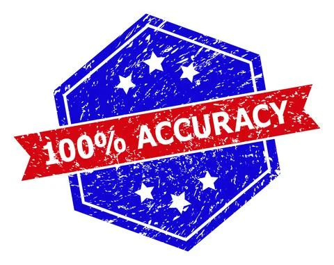 Hexagonal Bicolor 100% ACCURACY Rubber Stamp with Rubber Style Stock Illustration