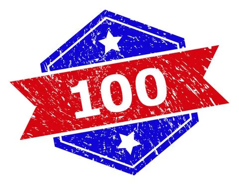 Hexagonal Bicolor 100 Rubber Stamp with Rubber Surface Stock Illustration