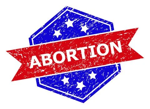 Hexagonal Bicolor ABORTION Stamp with Grunge Surface Stock Illustration