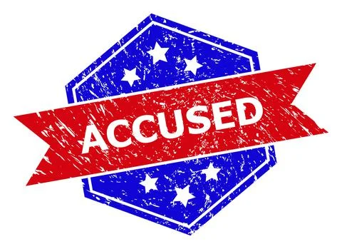 Hexagonal Bicolor ACCUSED Rubber Stamp with Rubber Style Stock Illustration