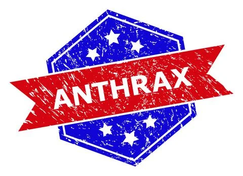 Hexagonal Bicolor ANTHRAX Seal with Grunge Surface Stock Illustration