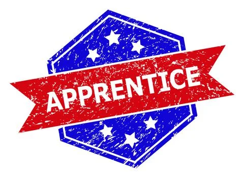 Hexagonal Bicolor APPRENTICE Stamp with Grunged Texture イラスト素材