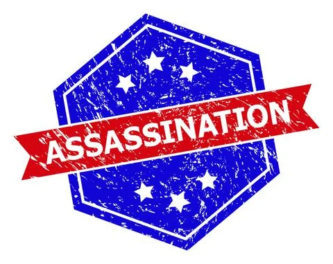Hexagonal Bicolor ASSASSINATION Watermark with Scratched Style Stock Illustration