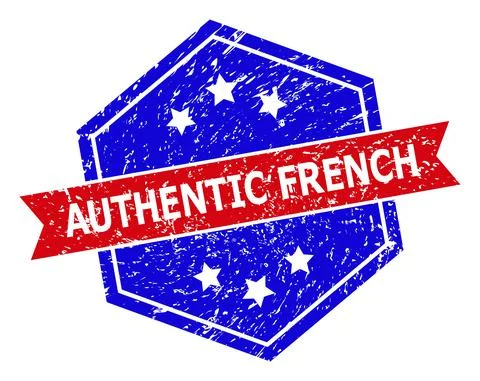 Hexagonal Bicolor AUTHENTIC FRENCH Rubber Stamp with Rubber Surface 스톡 일러스트
