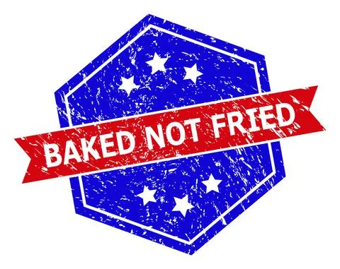 Hexagonal Bicolor BAKED NOT FRIED Watermark with Corroded Surface 库存插图