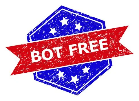 Hexagonal Bicolor BOT FREE Watermark with Unclean Surface Stock Illustration