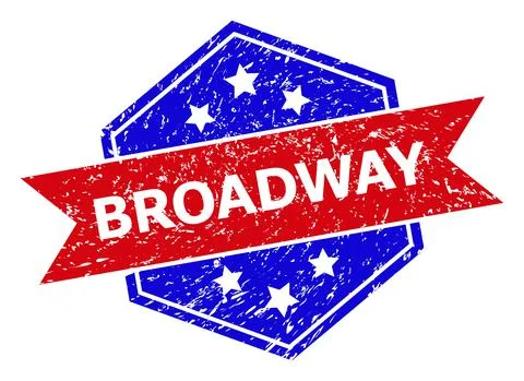 Hexagonal Bicolor BROADWAY Rubber Stamp with Rubber Surface Stock Illustration