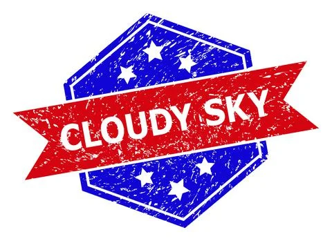 Hexagonal Bicolor CLOUDY SKY Rubber Stamp with Rubber Texture イラスト素材