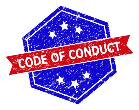 Hexagonal Bicolor CODE OF CONDUCT Stamp Seal with Rubber Surface Illustrazione stock