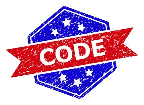 Hexagonal Bicolor CODE Seal with Distress Style Illustrazione stock
