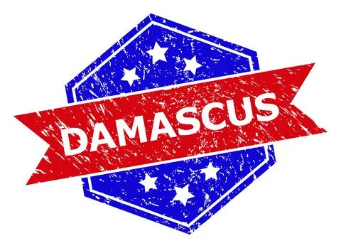 Hexagonal Bicolor DAMASCUS Rubber Stamp with Rubber Texture 스톡 일러스트