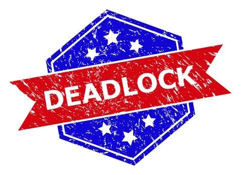Hexagonal Bicolor DEADLOCK Stamp with Grunged Texture Stock Illustration