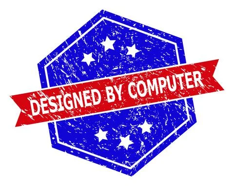 Hexagonal Bicolor DESIGNED BY COMPUTER Watermark with Corroded Surface 스톡 일러스트