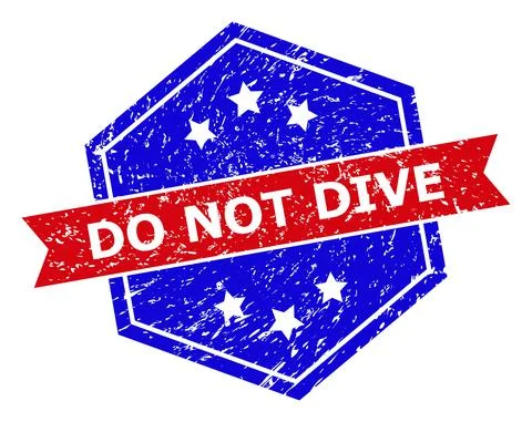 Hexagonal Bicolor DO NOT DIVE Stamp with Rubber Style Иллюстрация