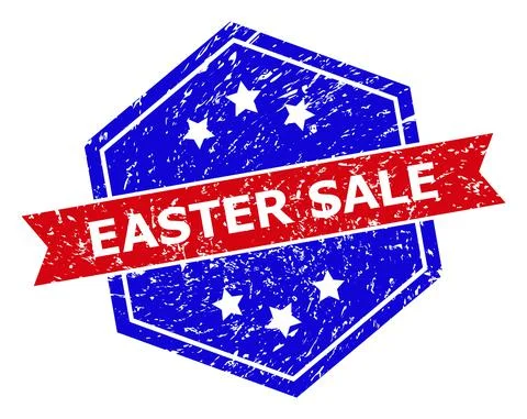 Hexagonal Bicolor EASTER SALE Seal with Unclean Style Illustrazione stock