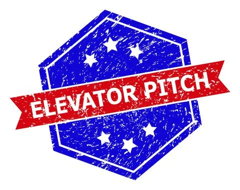 Hexagonal Bicolor ELEVATOR PITCH Rubber Stamp with Rubber Surface Illustrazione stock