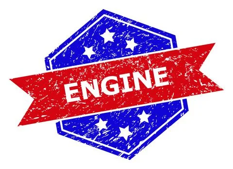 Hexagonal Bicolor ENGINE Watermark with Distress Texture Stock Illustration