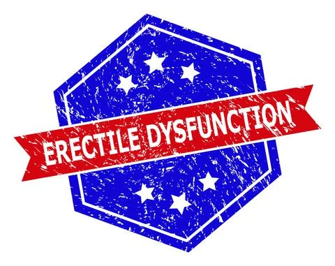 Hexagonal Bicolor ERECTILE DYSFUNCTION Stamp Seal with Corroded Style イラスト素材