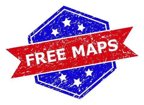 Hexagonal Bicolor FREE MAPS Watermark with Scratched Texture イラスト素材
