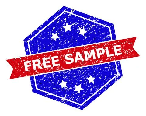 Hexagonal Bicolor FREE SAMPLE Watermark with Distress Texture Illustrazione stock