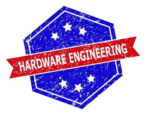 Hexagonal Bicolor HARDWARE ENGINEERING Watermark with Scratched Surface Stock Illustration