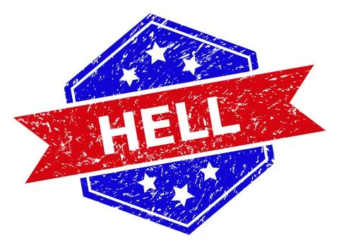 Hexagonal Bicolor HELL Watermark with Unclean Texture 스톡 일러스트