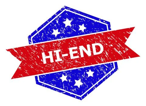Hexagonal Bicolor HI-END Stamp with Corroded Texture Stock Illustration