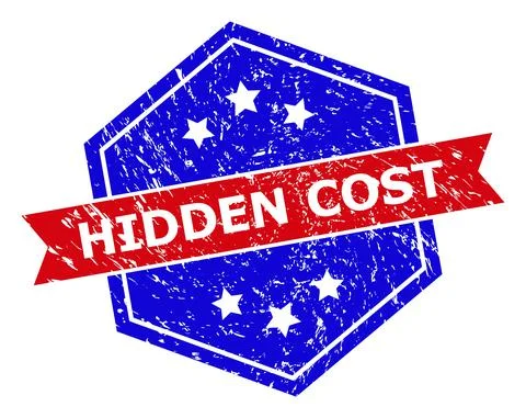 Hexagonal Bicolor HIDDEN COST Seal with Unclean Style Illustrazione stock