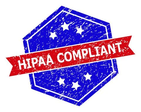 Hexagonal Bicolor HIPAA COMPLIANT Watermark with Distress Style Stock Illustration