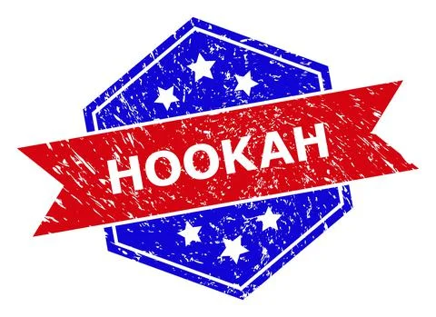 Hexagonal Bicolor HOOKAH Watermark with Corroded Surface Stock Illustration