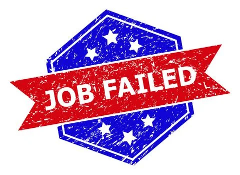 Hexagonal Bicolor JOB FAILED Rubber Stamp with Scratched Surface Stock Illustration