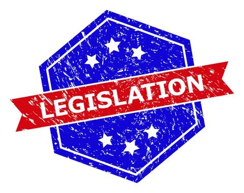 Hexagonal Bicolor LEGISLATION Rubber Stamp with Rubber Texture Illustrazione stock