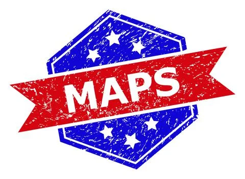 Hexagonal Bicolor MAPS Watermark with Distress Texture イラスト素材