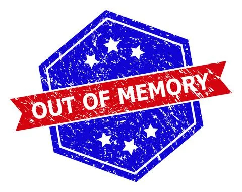 Hexagonal Bicolor OUT OF MEMORY Stamp Seal with Scratched Surface Illustrazione stock