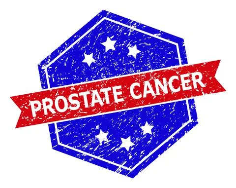 Hexagonal Bicolor PROSTATE CANCER Rubber Stamp with Rubber Style Stockillustratie