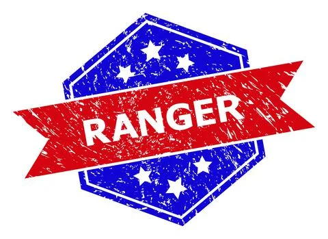 Hexagonal Bicolor RANGER Stamp with Rubber Texture Illustrazione stock