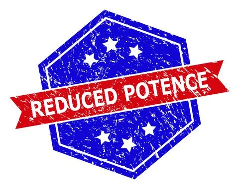 Hexagonal Bicolor REDUCED POTENCE Rubber Stamp with Rubber Style Stock Illustration