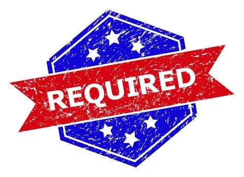 Hexagonal Bicolor REQUIRED Rubber Stamp with Rubber Texture Stock Illustration