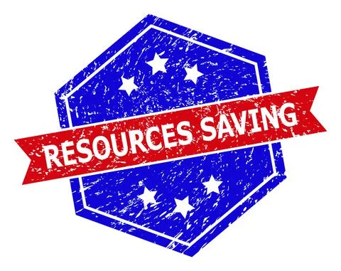 Hexagonal Bicolor RESOURCES SAVING Seal with Unclean Texture Stock Illustration