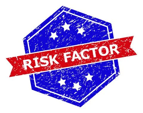 Hexagonal Bicolor RISK FACTOR Seal with Distress Texture Illustration