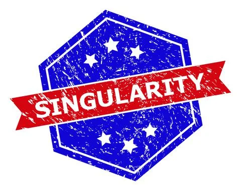 Hexagonal Bicolor SINGULARITY Rubber Stamp with Distress Surface Stock Illustration