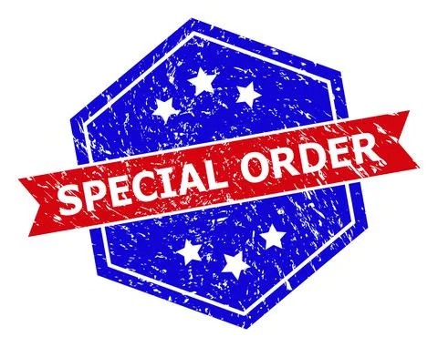 Hexagonal Bicolor SPECIAL ORDER Stamp with Rubber Style Illustrazione stock