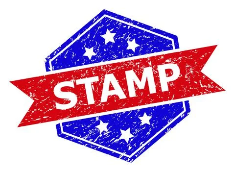 Hexagonal Bicolor STAMP Rubber Stamp with Rubber Surface 스톡 일러스트